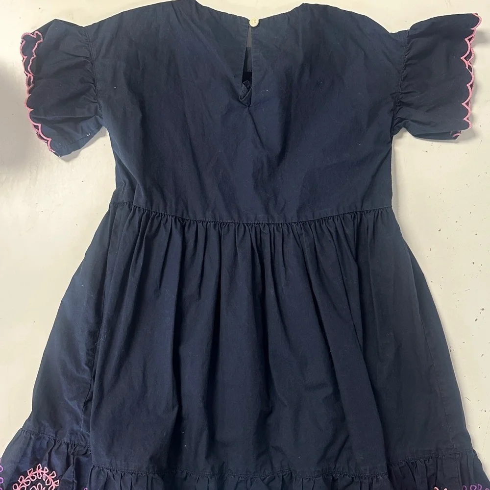Crewcuts Scalloped Embroidered Navy Dress 8